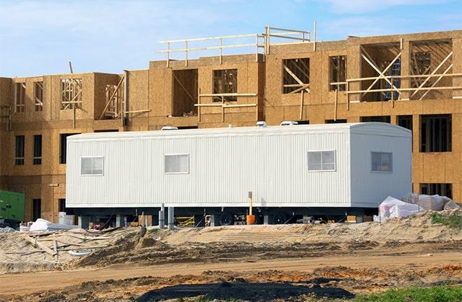 industrial office trailers for rent on a job site in Bolingbrook